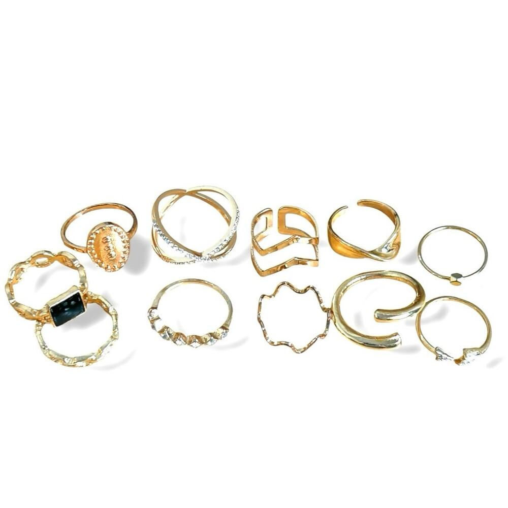 Gold Tone Rings Various Sizes for Rings Stacks or Variety Good Condition Lot